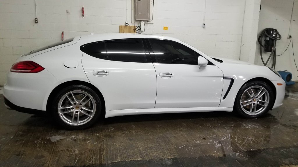 A car that has just been detailed using ceramic coating